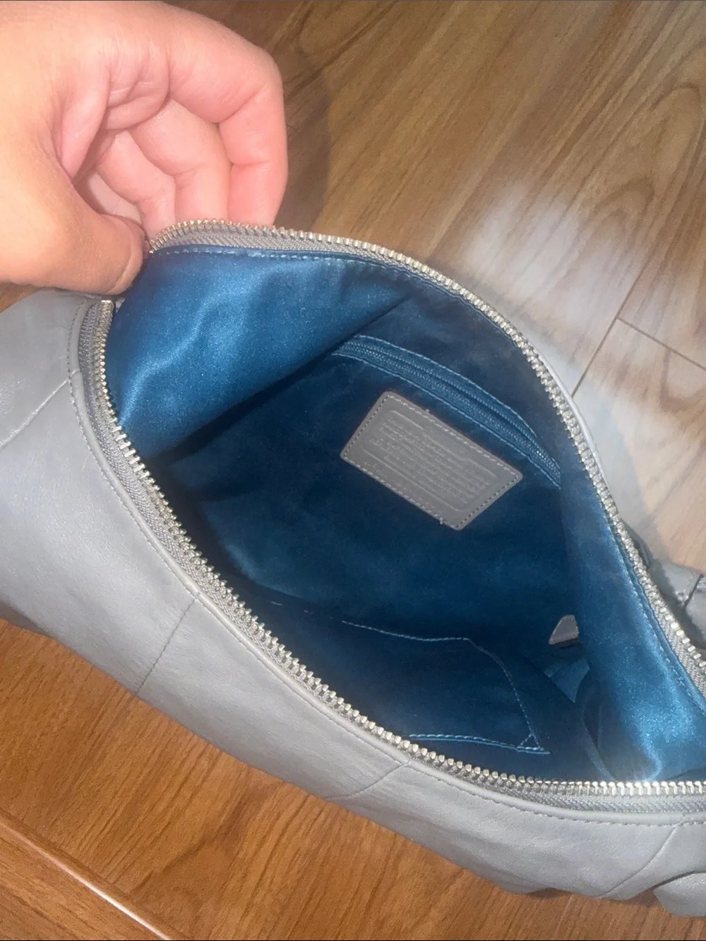 Coach Gray Leather Hobo with Front Flap and Turnlock
